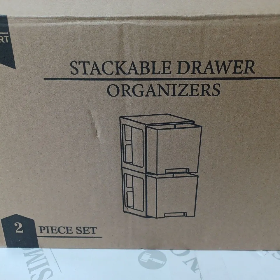 BOX OF TWO VTOPMART STACKABLE DRAWER ORGANISERS SVM10001