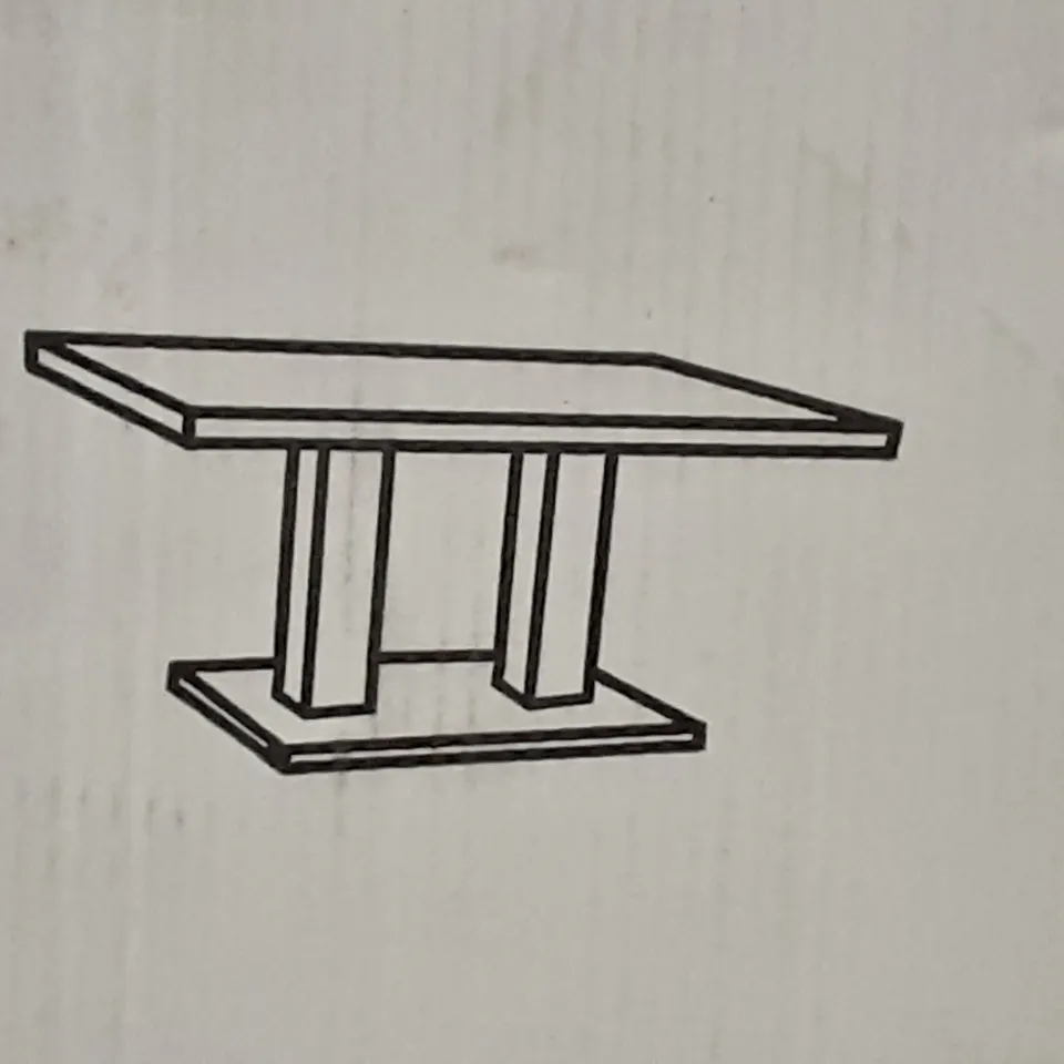 BOXED DESIGNER COCO DINING TABLE IN GREY GLOSS WITH 5MM GLASS TOP , 160X90X75CM 3 BOXES