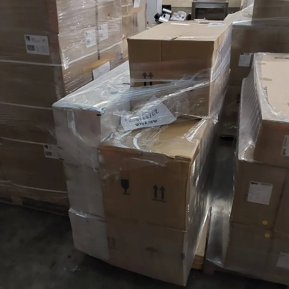 PALLET TO CONTAIN AN ASSORTMENT OF BATHROOM VANITY AND WALL HUNG UNITS 