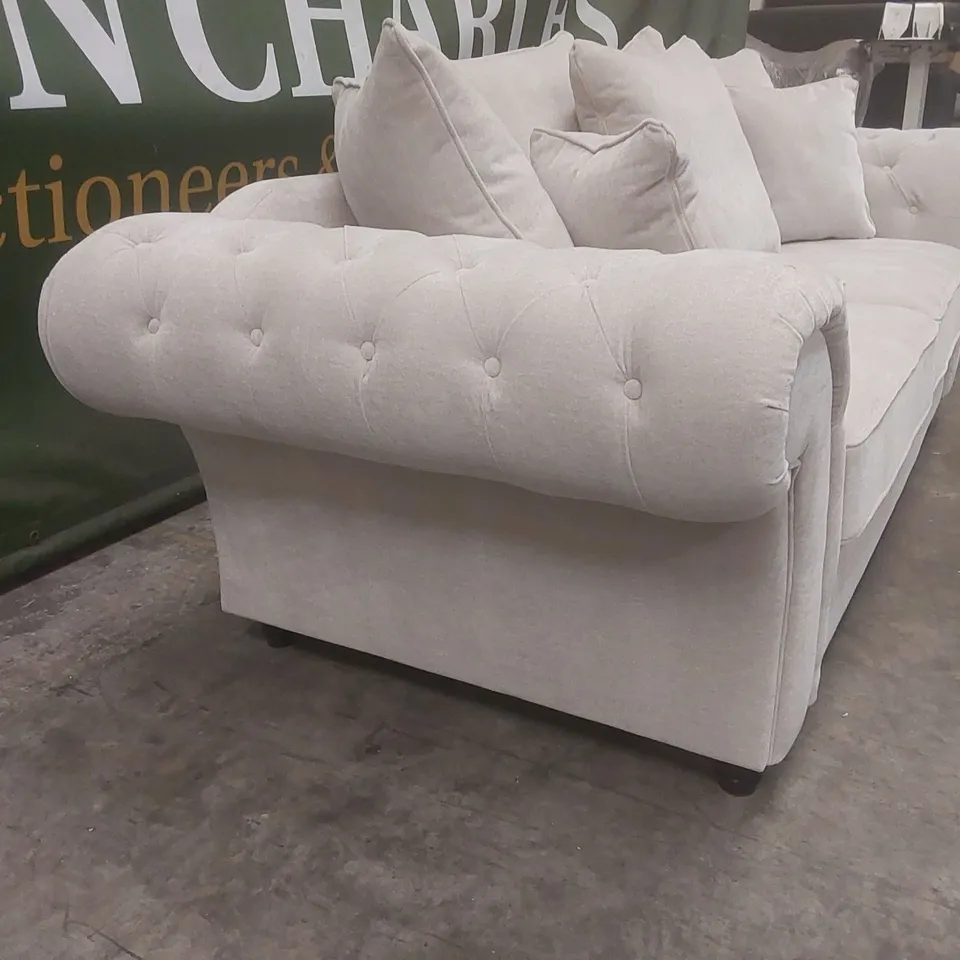 QUALITY DESIGNER WINDSOR 3 SEATER FABRIC SOFA - NATURAL