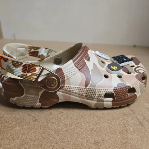 PAIR OF BATHING APE CROCS KIDS' CAMOUFLAGE CLOGS WITH BACK STRAP - SIZE W5/M4