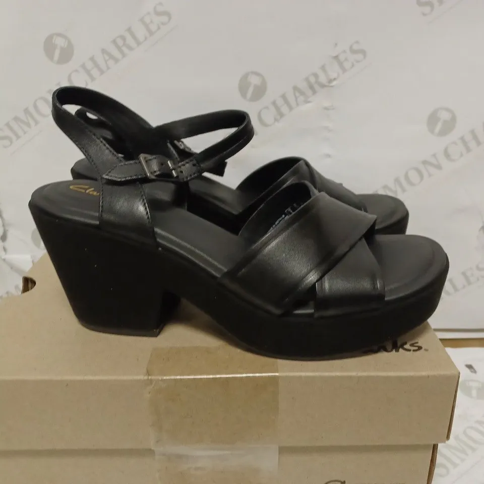 CLARK MARITSA 70 STRAP HEELS IN BLACK LEATHER - 6 UK