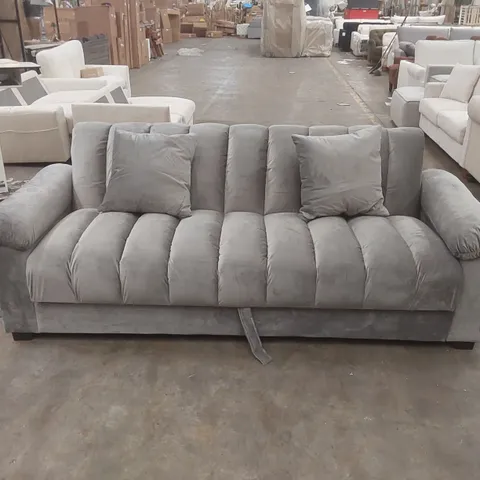 QUALITY DESIGNER VELVET UPHOLSTERED CLIC-CLAC SOFA BED WITH STORAGE