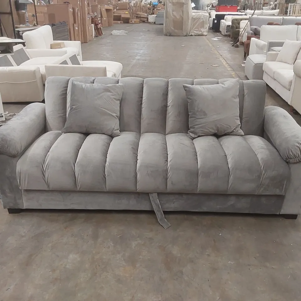 QUALITY DESIGNER VELVET UPHOLSTERED CLIC-CLAC SOFA BED WITH STORAGE