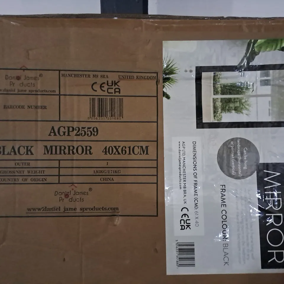 BOXED BLACK FRAMED MODERN MIRROR
