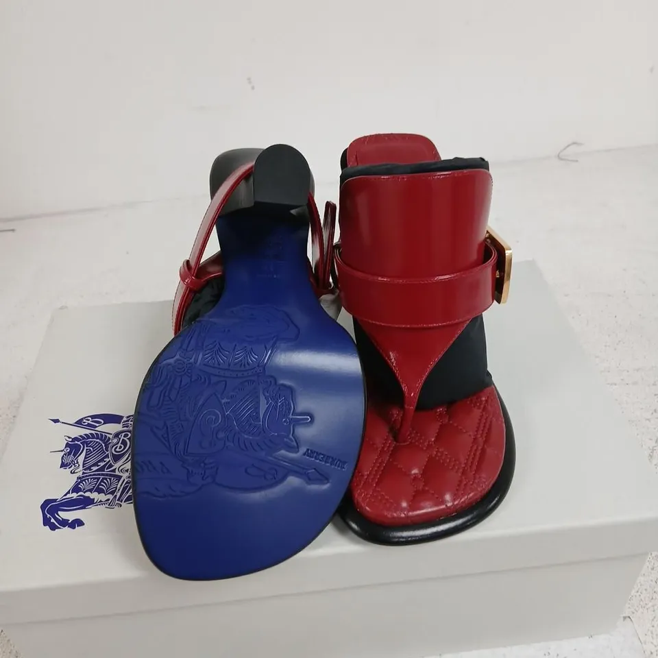 BURBERRY LEATHER SANDALS – WOMEN'S, SCARLET RED, UK 3 (EU 36)