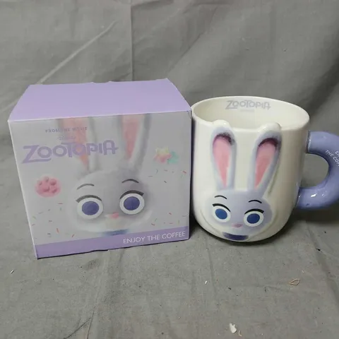 ZOOTOPIA MUG – BUNNY FACE COFFEE CUP WITH PURPLE HANDLE
