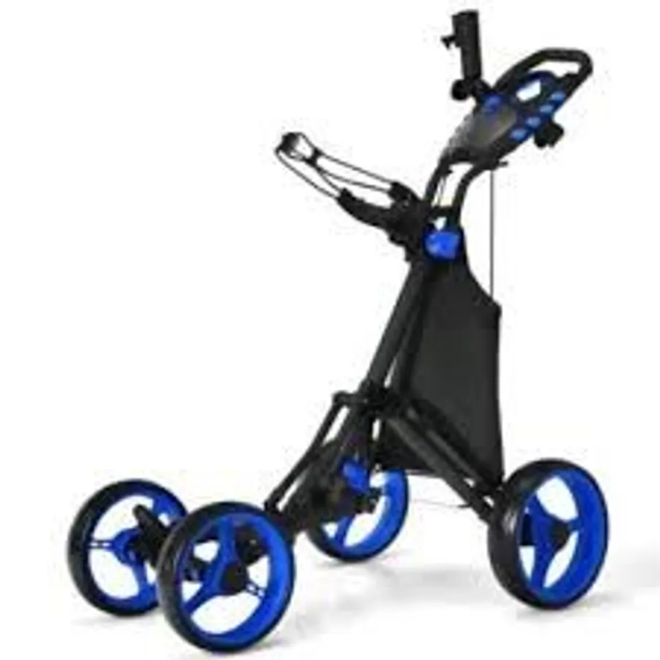 BOXED COSTWAY GOLF PUSH PULL CART WITH WATERPROOF BAG AND FOOT BRAKE