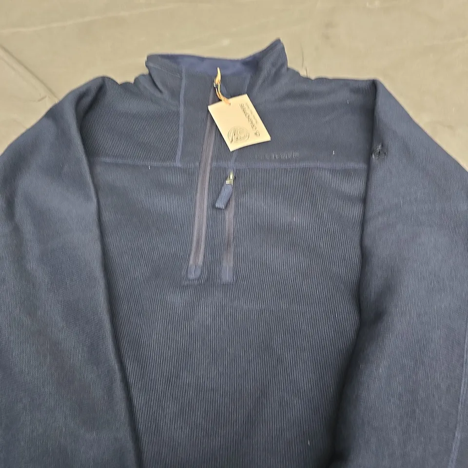 CRAGOPPERHS NAVY FLEECE PULLOVER WITH STAND-UP COLLAR AND HALF-ZIP SIZE XXL