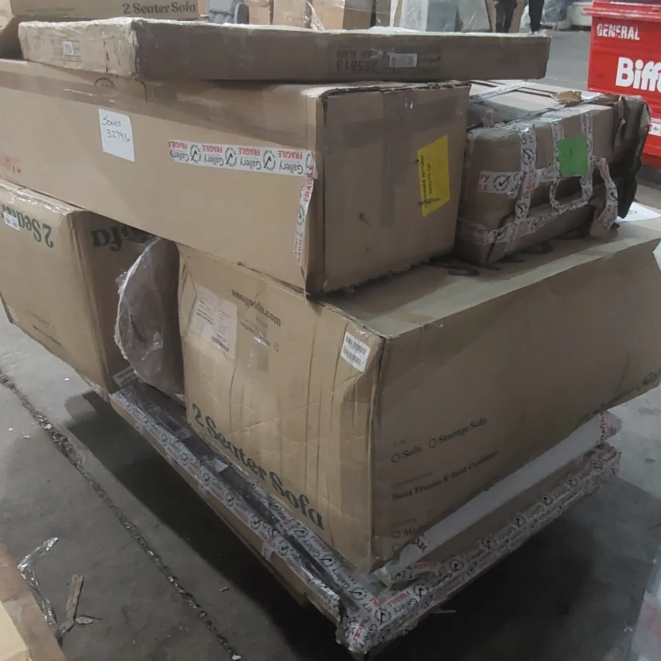 PALLET CONTAINING A LARGE QUANTITY OF ASSORTED DESIGNER FURNITURE PARTS 
