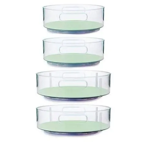 COOK'S ESSENTIALS SET OF 4 TURNTABLE STORAGE ORGANISERS WITH DIVIDERS