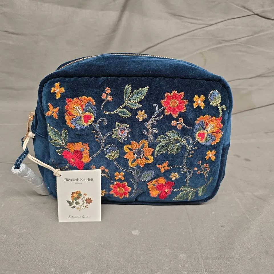ELIZABETH SCARLETT INK BLUE VELVET WASH BAG
