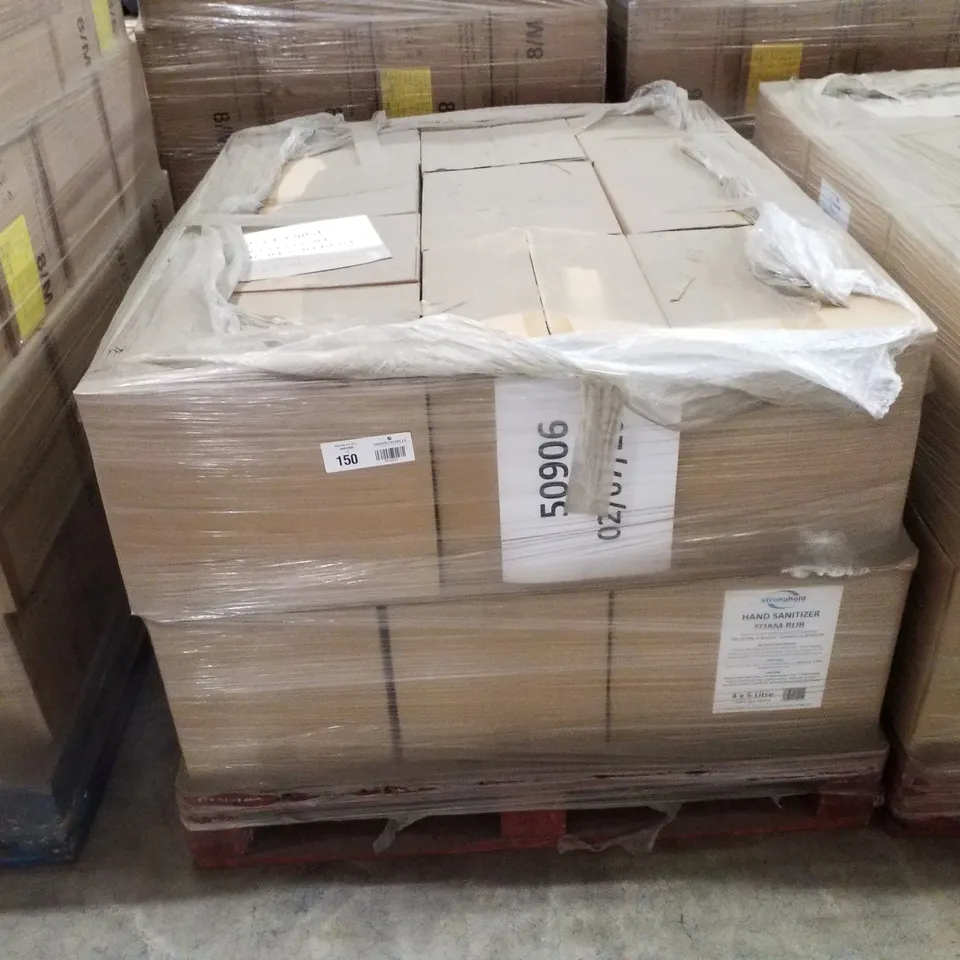PALLET CONTAINING APPROXIMATELY 80 BOTTLES OF STRONGHOLD ALCOHOL HAND SANITISER 5LTR