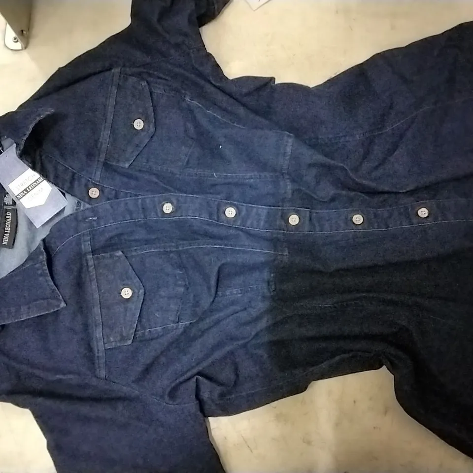 BOX CONTAINING NINA LEONARD DENIM BLUE DRESS SIZE XL, 14 PCS 