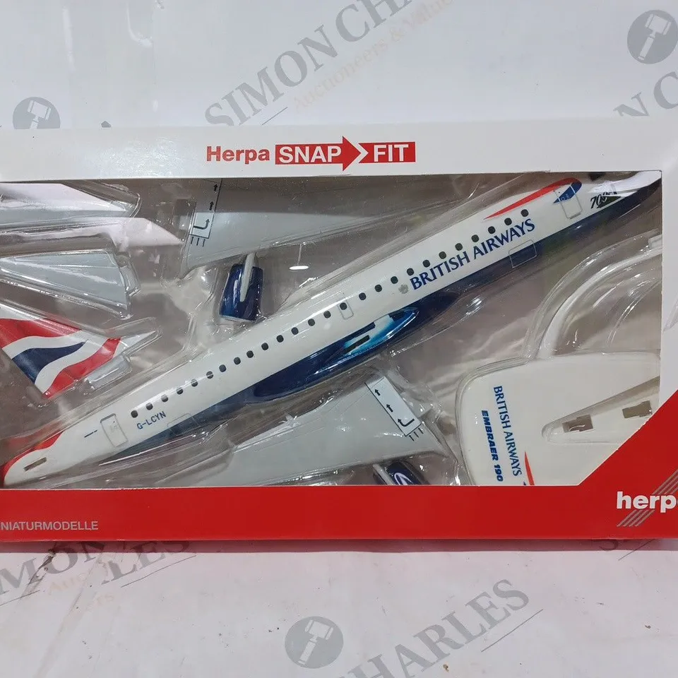 BOXED HERPA SNAP FIT 1/100 SCALE BRITISH AIRWAYS CITYFLYER EMBRAER E190 MODEL