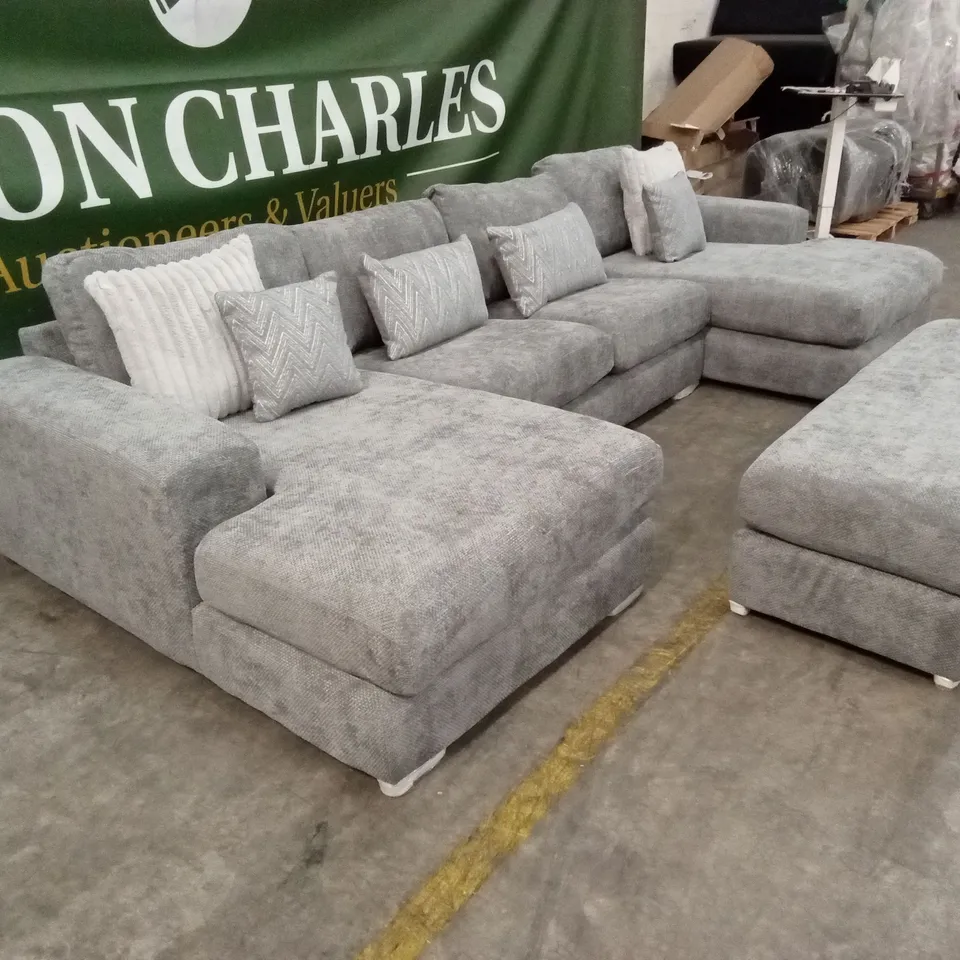BROADGATE LARGE U-SHAPE MODULAR SOFA WITH FOOTSTOOL - GREY RRP £3399