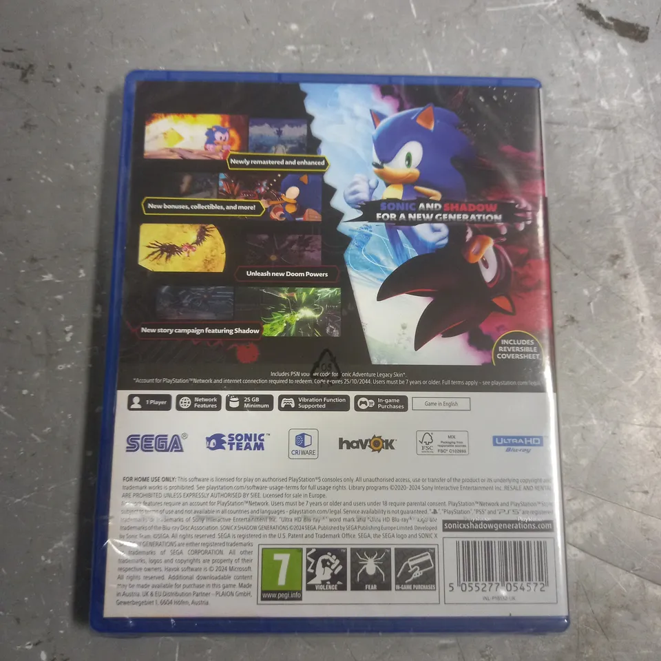 SEALED SONIC SHADOW GENERATIONS DAY ONE EDITION FOR PS5