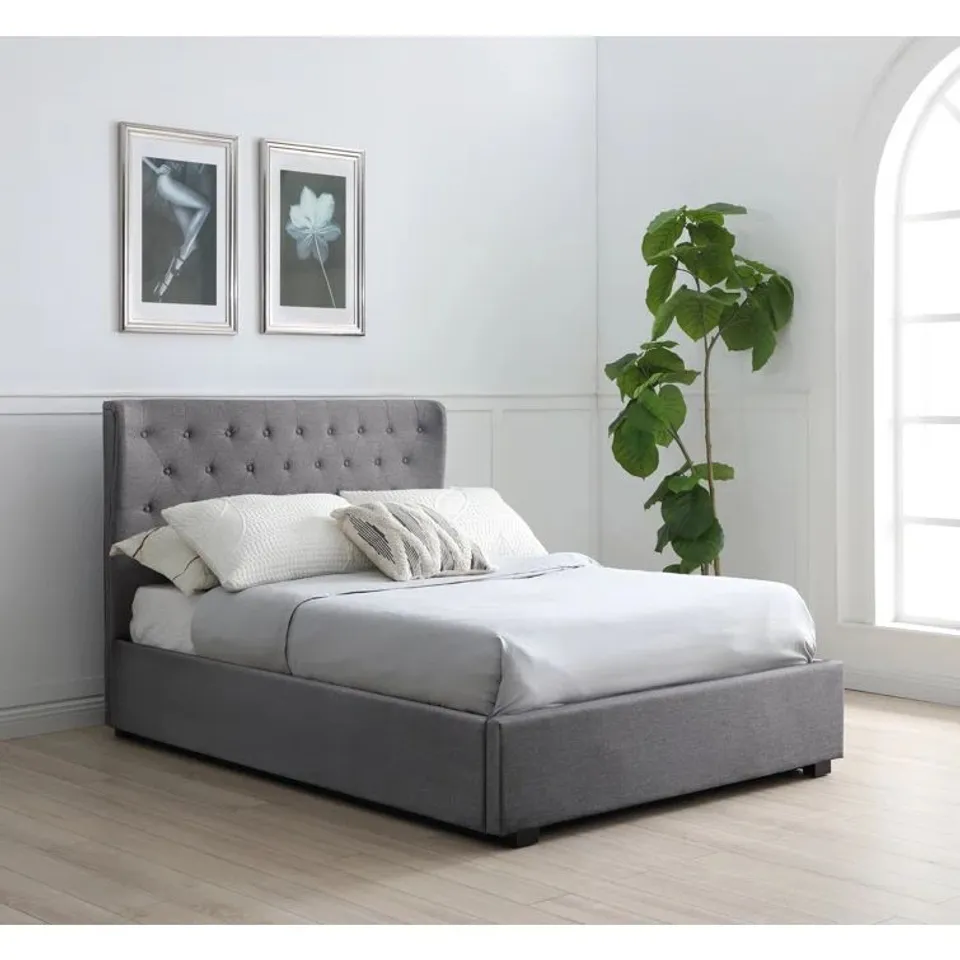 BOXED HEREFORD UPHOLSTERED HEATHER VELVET OTTOMAN BED - 6FT SUPER KING (2 BOXES)