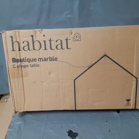 BOXED HABITAT BOUTIQUE MARBLE C SHAPE TABLE