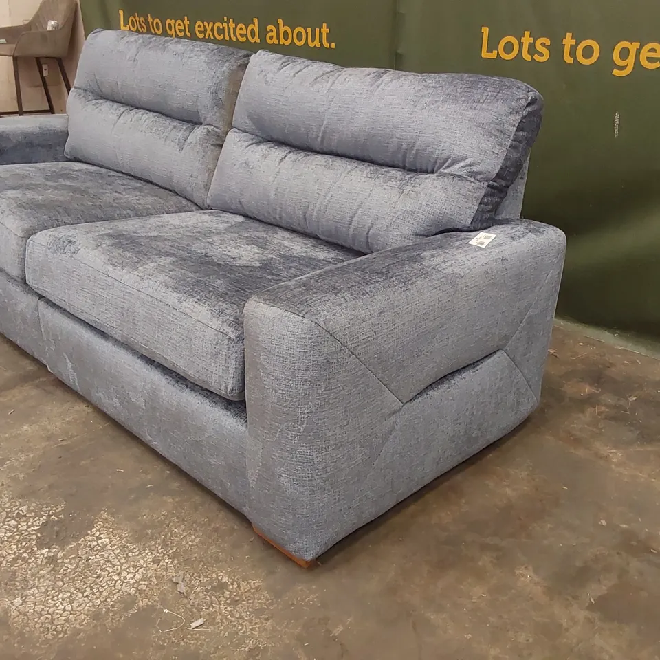 QUALITY DESIGNER MELROSE FABRIC 4 SEATER SOFA - BLUE