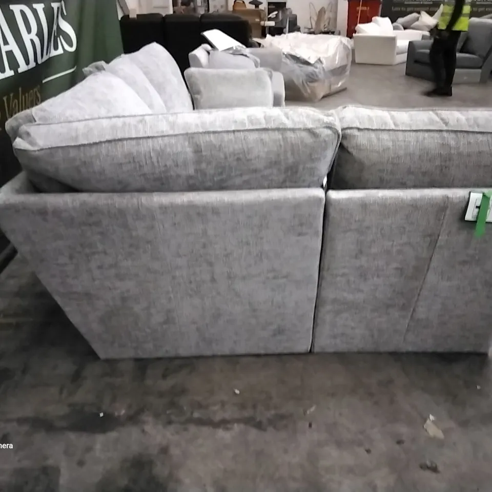 QUALITY DESIGNER STANFORD MODULER CORNER SOFA CHUNKY CHENILLE LIGHT GREY FABRIC