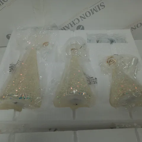 HOME REFLECTIONS SET OF 3 PRE-LIT GLASS ANGEL CANDLE HOLDERS