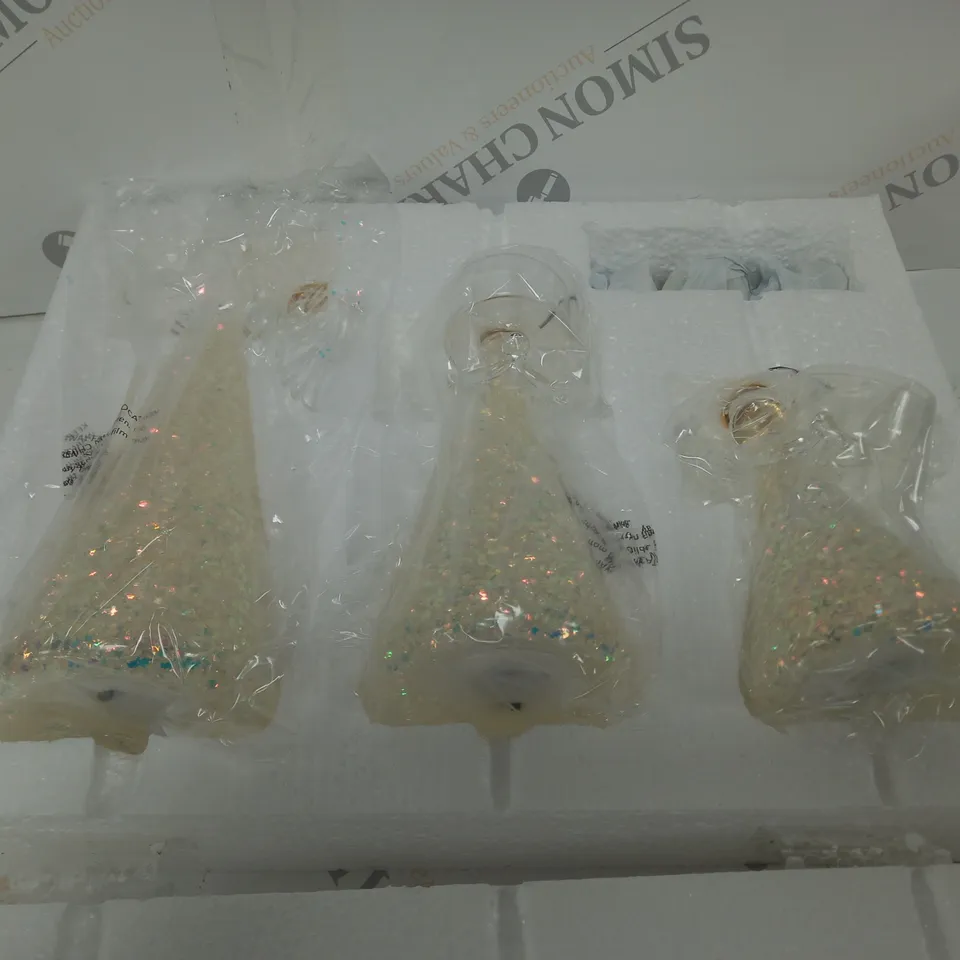 HOME REFLECTIONS SET OF 3 PRE-LIT GLASS ANGEL CANDLE HOLDERS