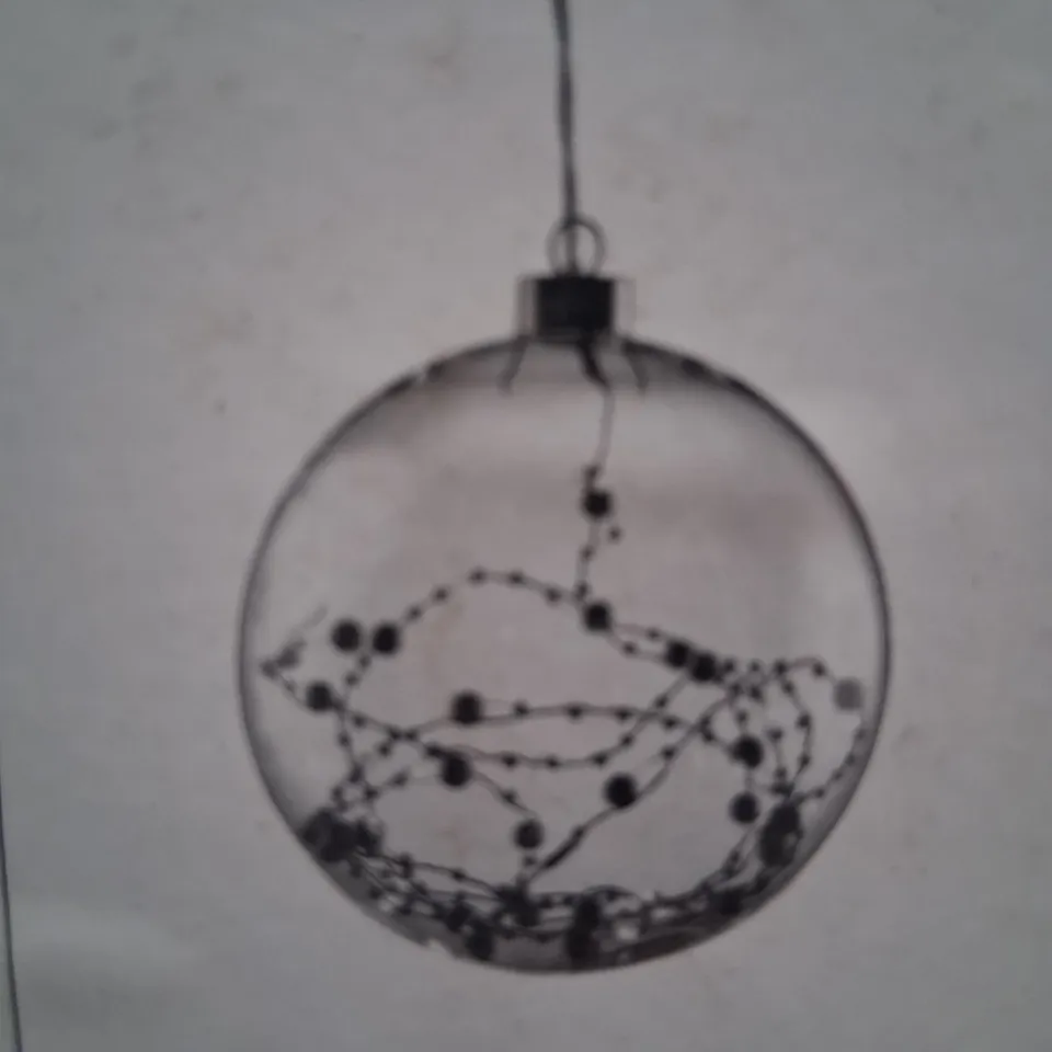 BOXED DAR LIGHTING GLASS BALL W/PEARL DECORATION SIL RIBBON ADAPTOR LARGE