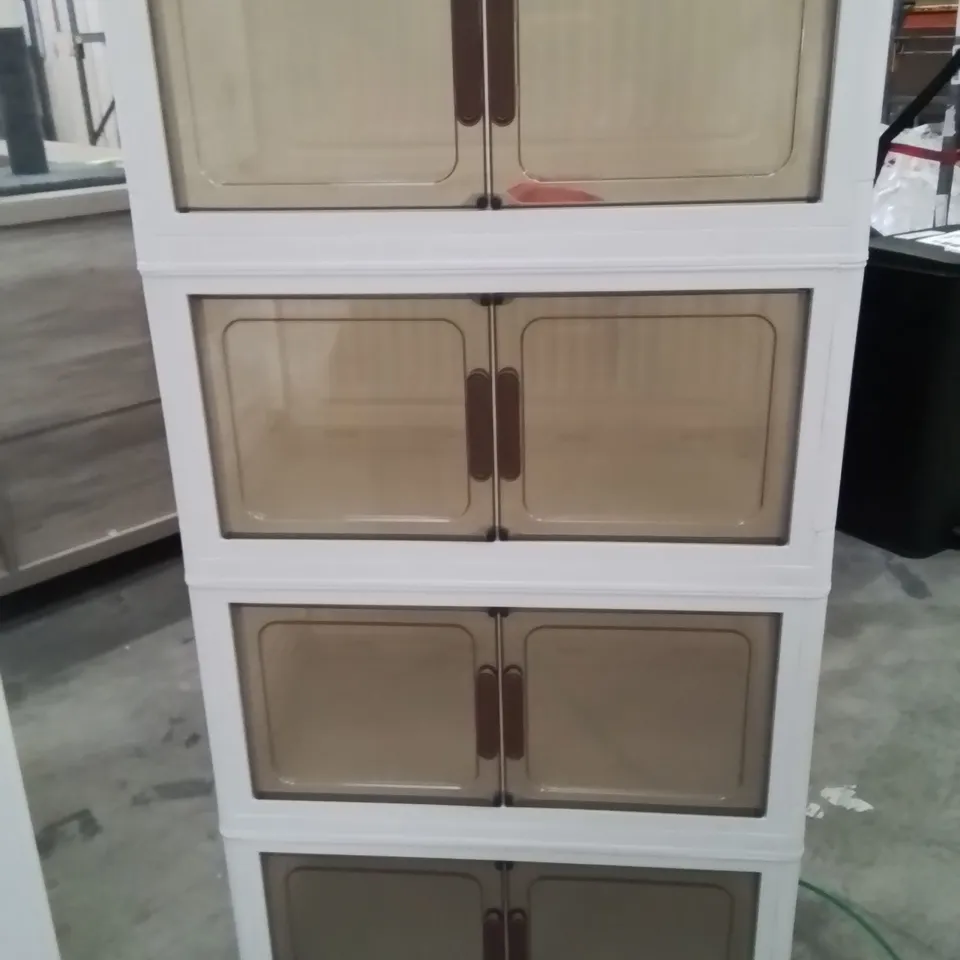 STORAGE BOXES WITH LID 4 TIER STACKABLE WHITE ORGANISER 100L