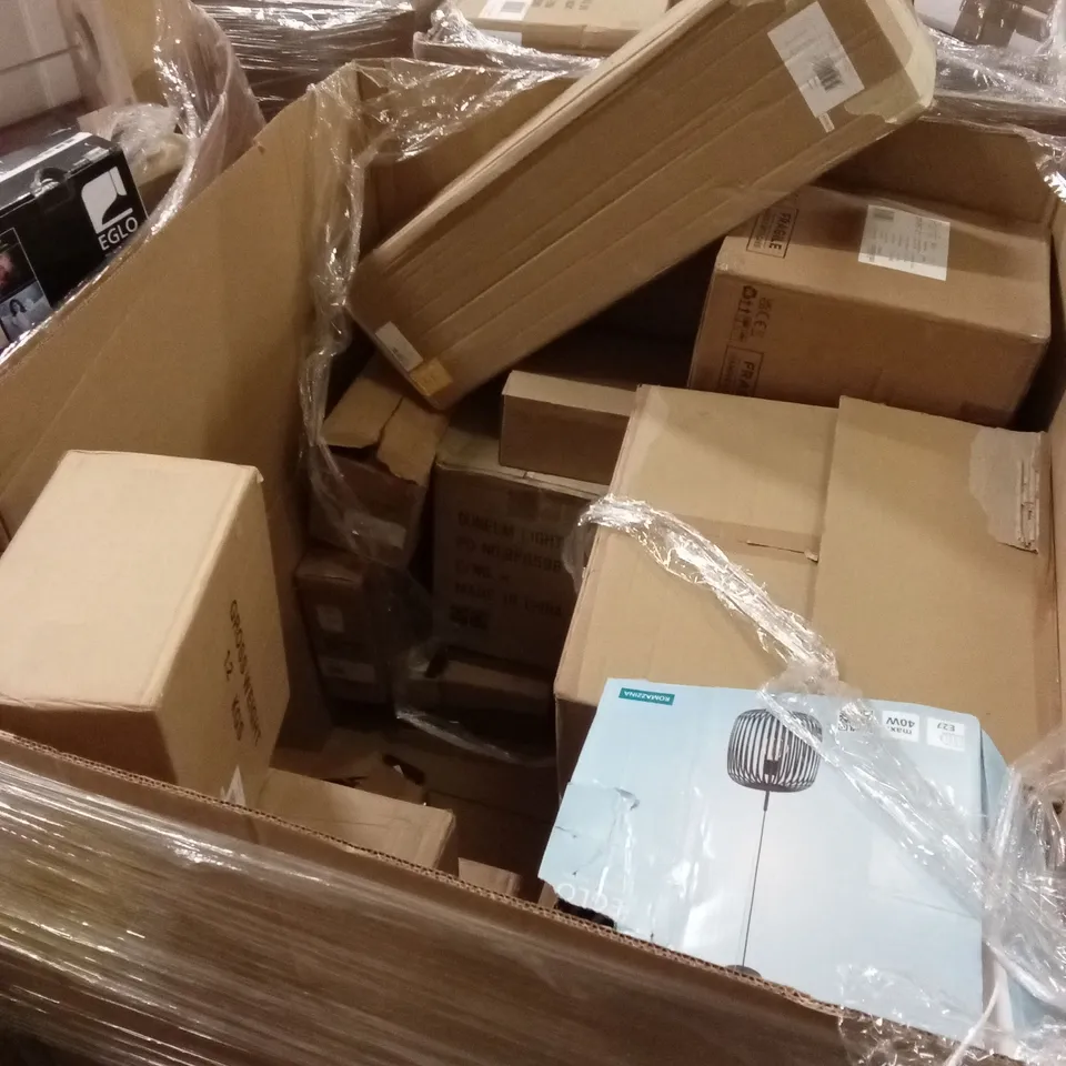 PALLET TO CONTAIN A LARGE QUANTITY OF DESIGNER HOME LIGHTING GOODS AND PRODUCTS