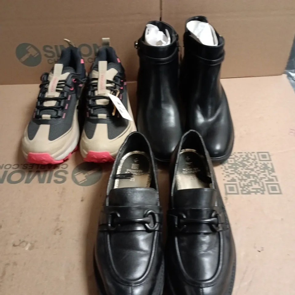 BOX OF APPROXIMATELY 12 PAIRS OF ASSORTED SHOES IN VARIOUS COLOUR, STYLES AND SIZES