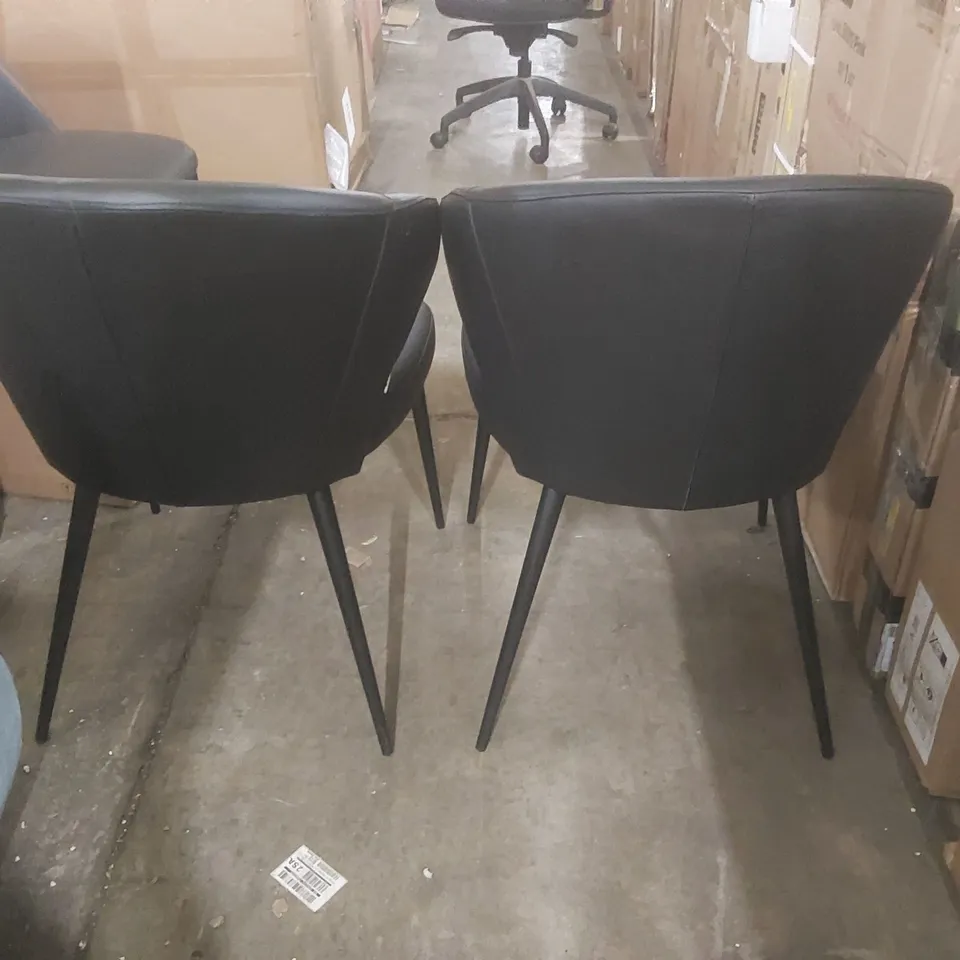 SET OF 2 DANETTI LANDON BLACK LEATHER DINING CHAIR
