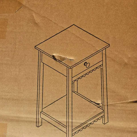 BED SIDE TABLE WITH SCALLOP SHAPED APRON