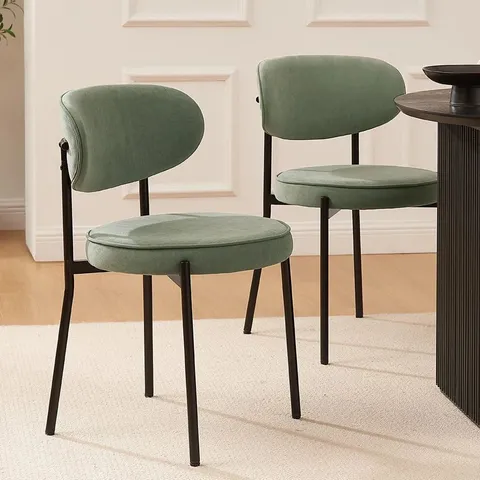 BOXED DUSK MIA SET OF 2 DINING CHAIRS - MATTE VELVET - SAGE GREEN (1 BOX)