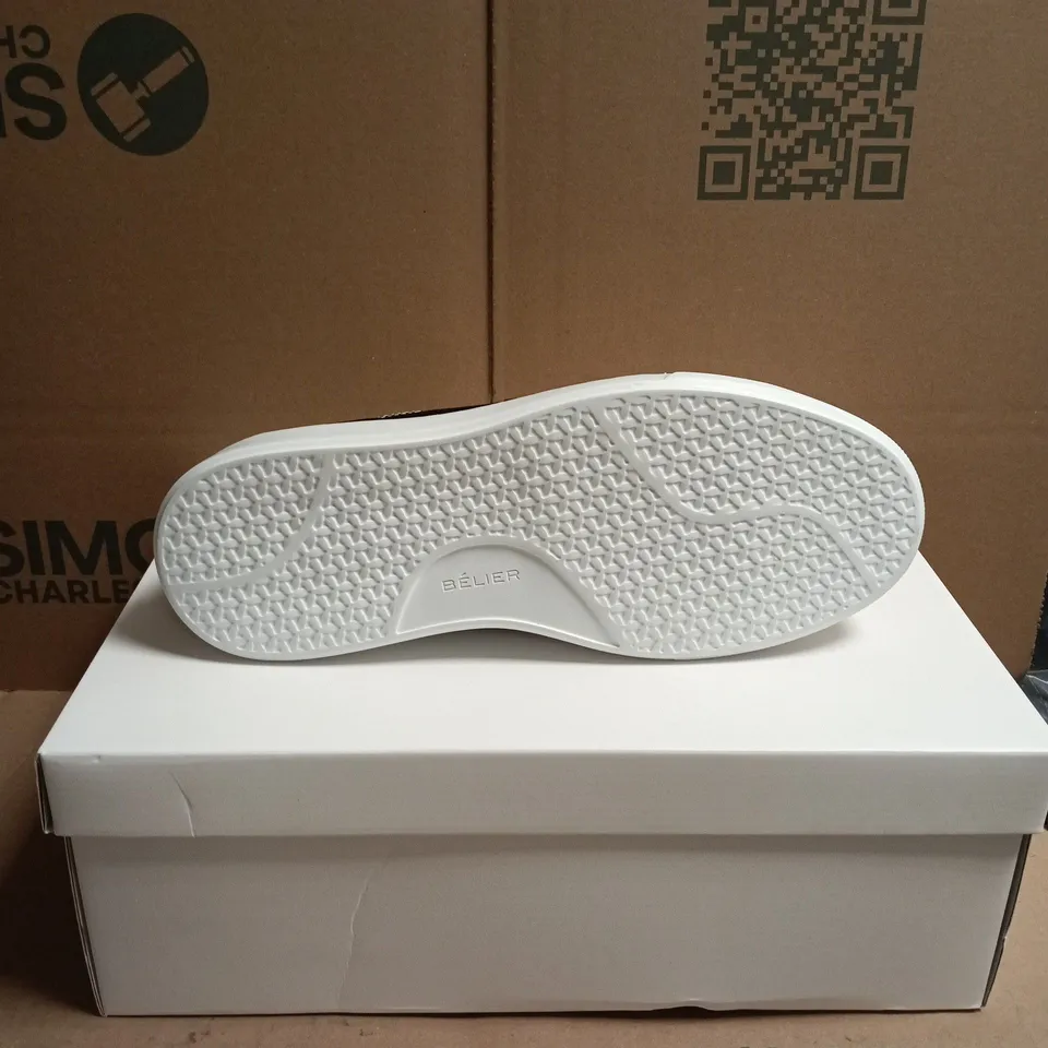 BELIER ROME BLACK/WHITE CUPSOLE TRAINERS – UK 8