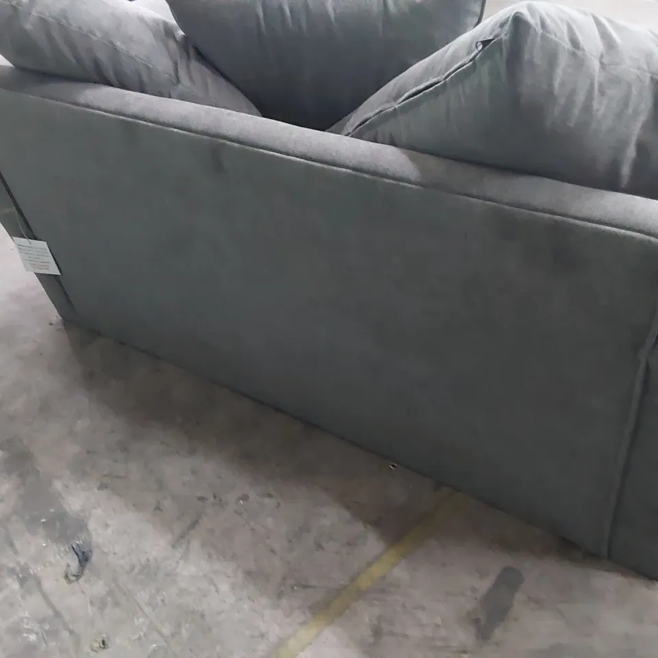 DESIGNER TWO SEATER SOFA GREY FABRIC WITH SCATTER CUSHIONS 