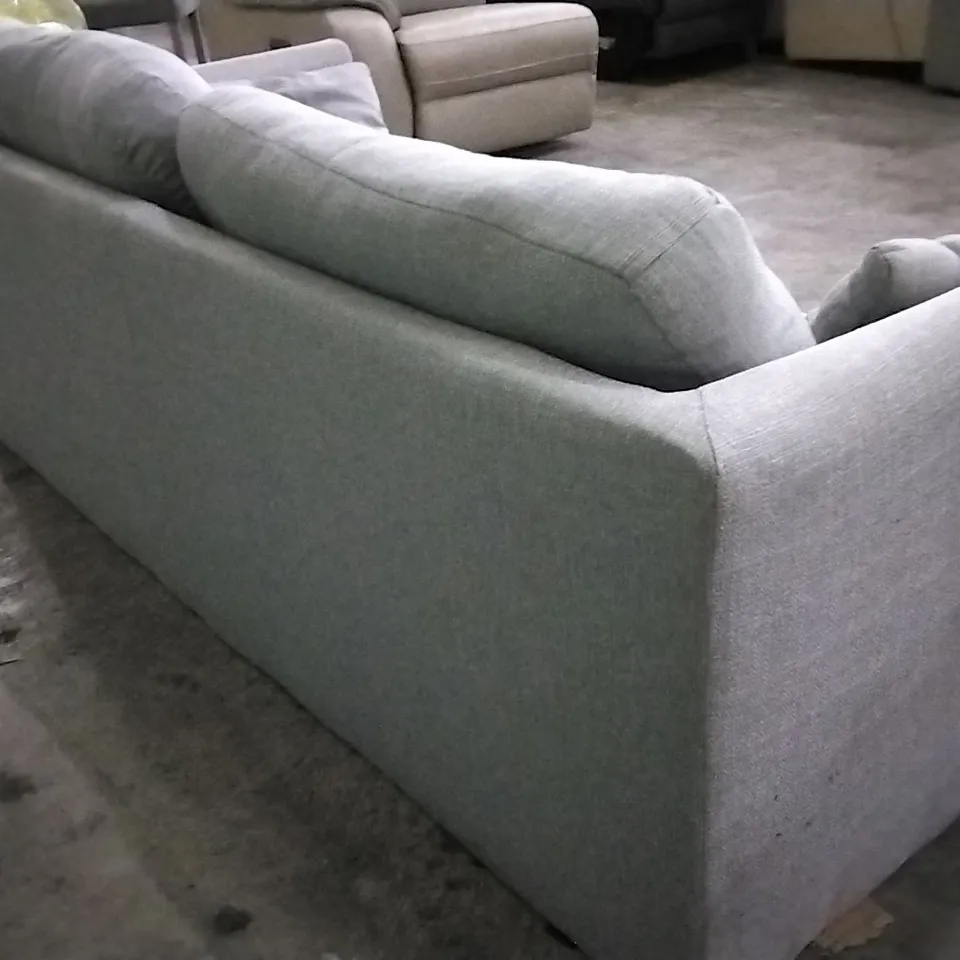 QUALITY DESIGNER BLUE/GREY FABRIC 3 SEATER SOFA