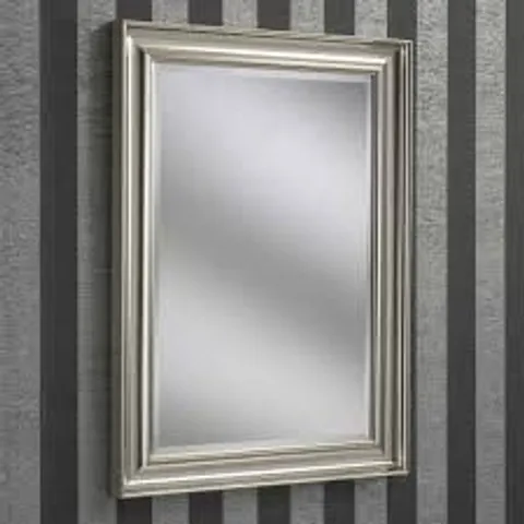 BRAND NEW BOXED HOMESDIRECT365 BEVELLED SILVER RECTANGULAR WALL MIRROR - 118 x 92cm