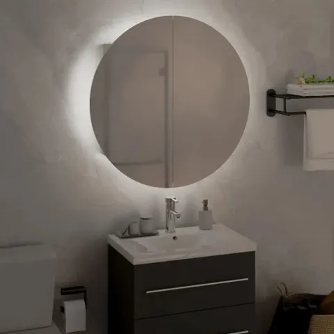 BOXED ADEBARE BATHROOM CABINET WITH ROUND MIRROR AND LED LIGHT