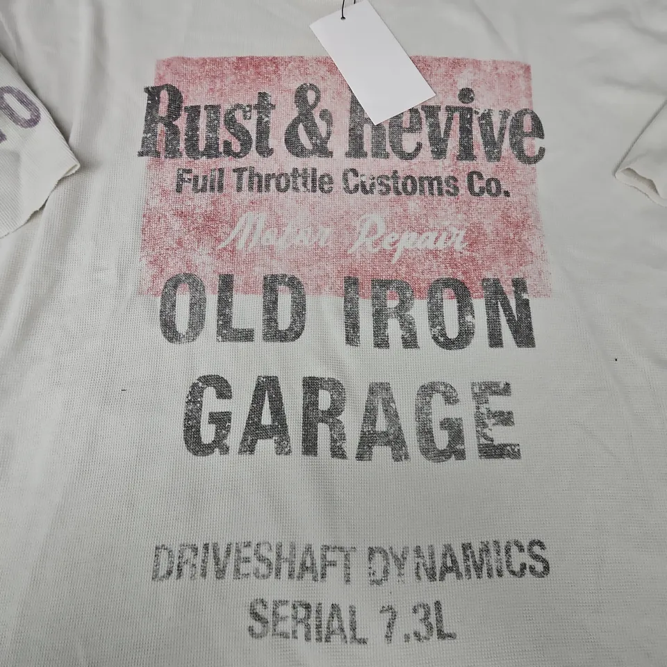 ZARA CREW NECK SHORT SLEEVE T-SHIRT IN OFF WHITE SIZE XL