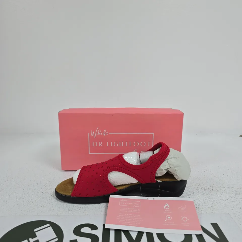DR LIGHTFOOT WIDE FIT RED STUDDED SANDALS – WOMEN’S SIZE UK 6