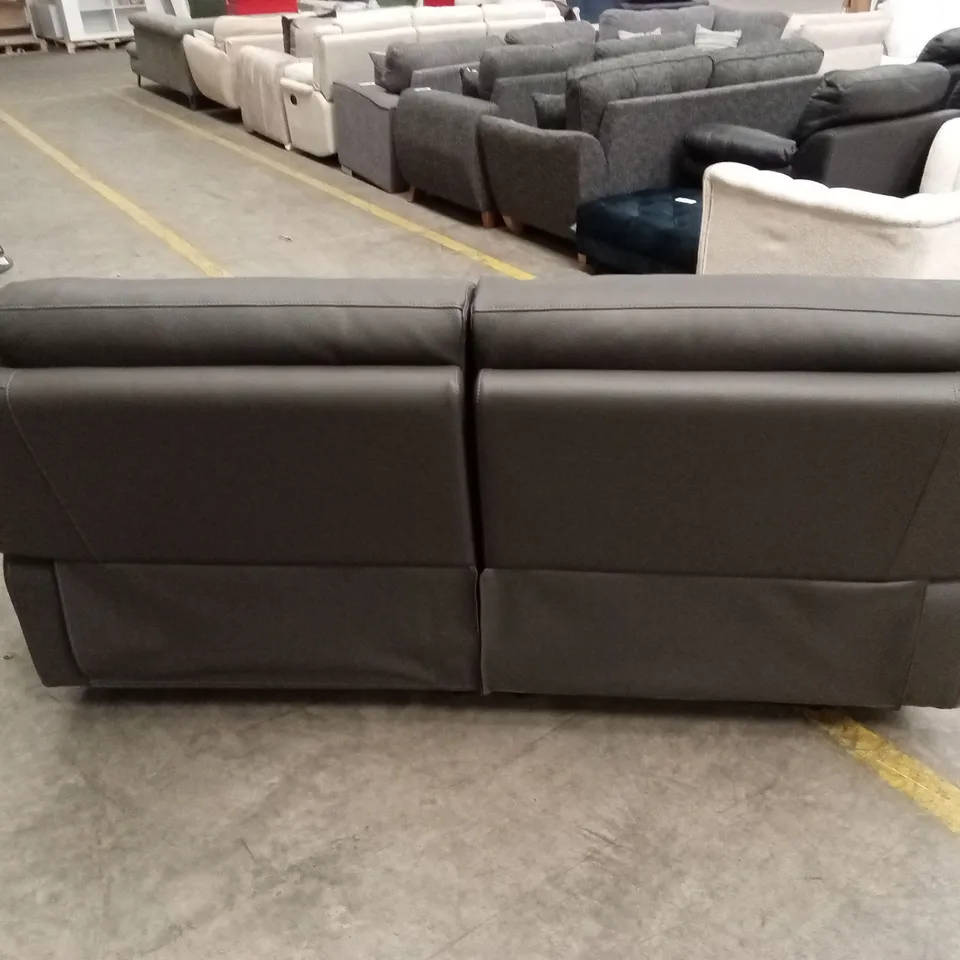 EDISON 3 SEATER LUXURY FAUX LEATHER MANUAL RECLINER SOFA - CHARCOAL RRP £799