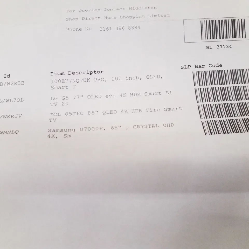 PALLET CONTAINING 4 ASSORTED DAMAGED TVS