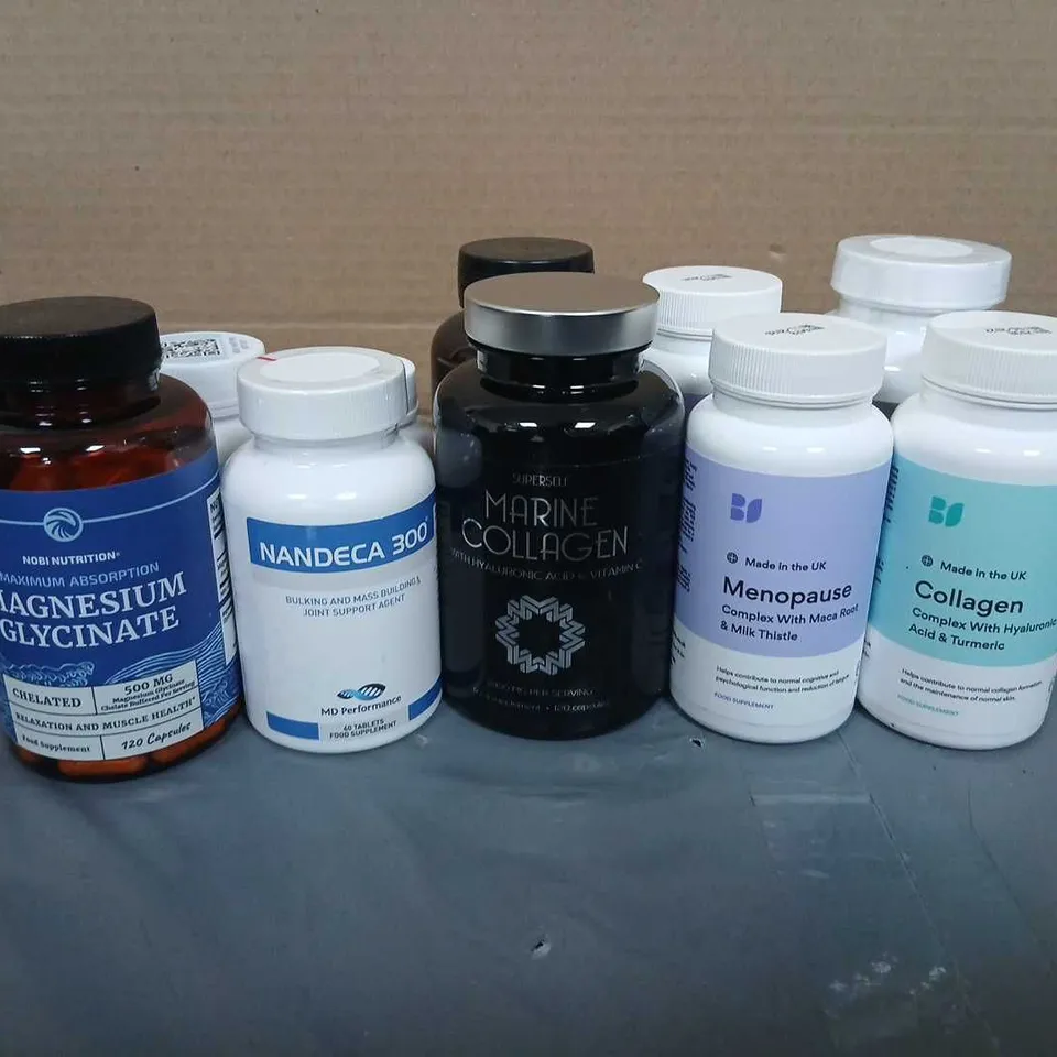 APPROXIMATELY 27 ASSORTED HEALTH & FITNESS SUPPLEMENTS – MAGNESIUM GLYCINATE, COLLAGEN, GLUCOSAMINE, MENOPAUSE, PROBIOTIC, GABA 