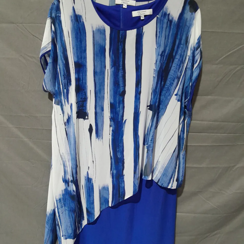 PERSONAL CHOICE BLUE DRESS WITH PATTERNED OVER TOP - 24