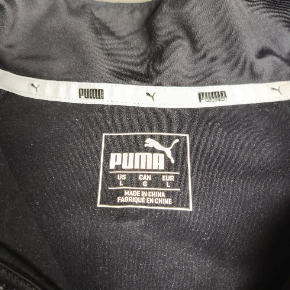 PUMA BLACK LONG-SLEEVE ZIP-NECK TRAINING TOP – UK L 
