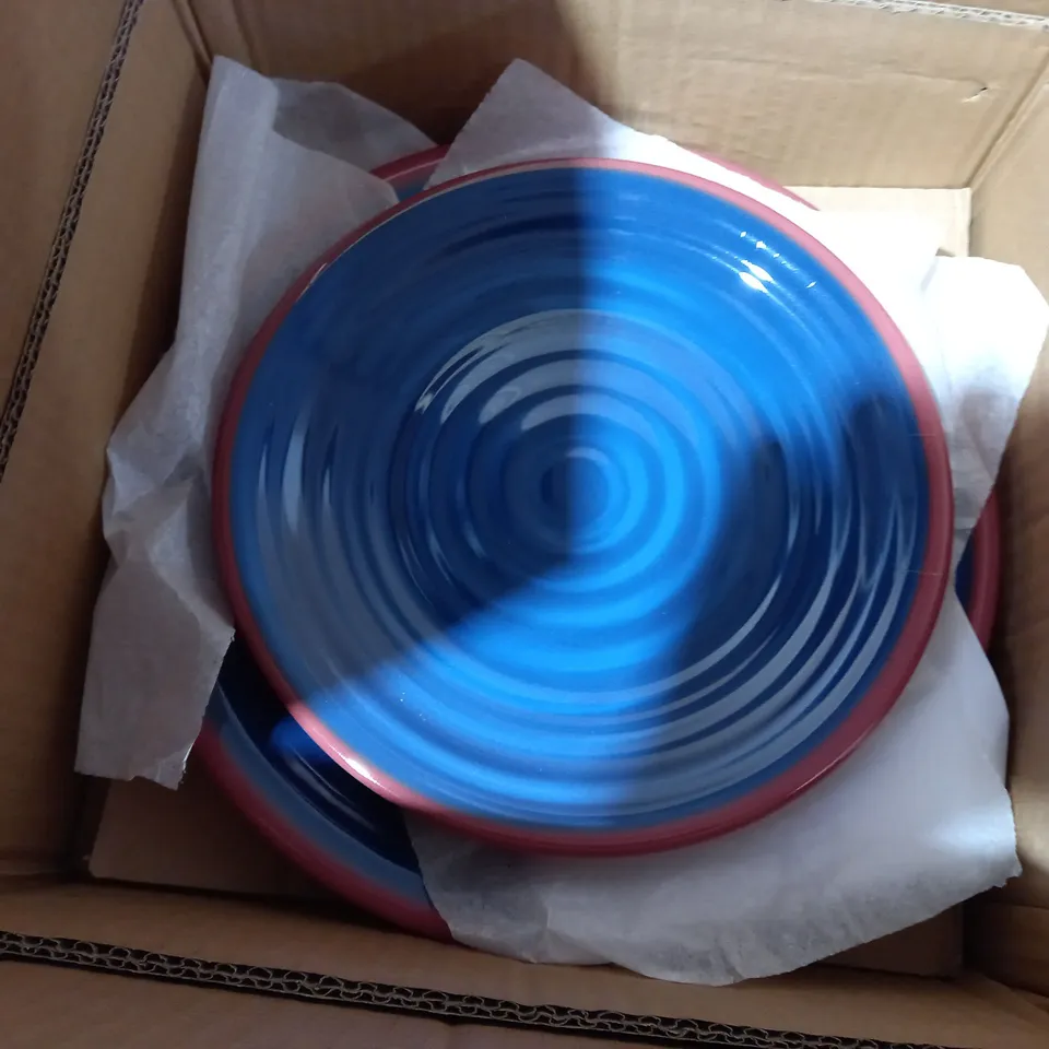 COOK'S ESSENTIALS TERRACOTTA SWIRL MELAMINE DINNERWARE SET