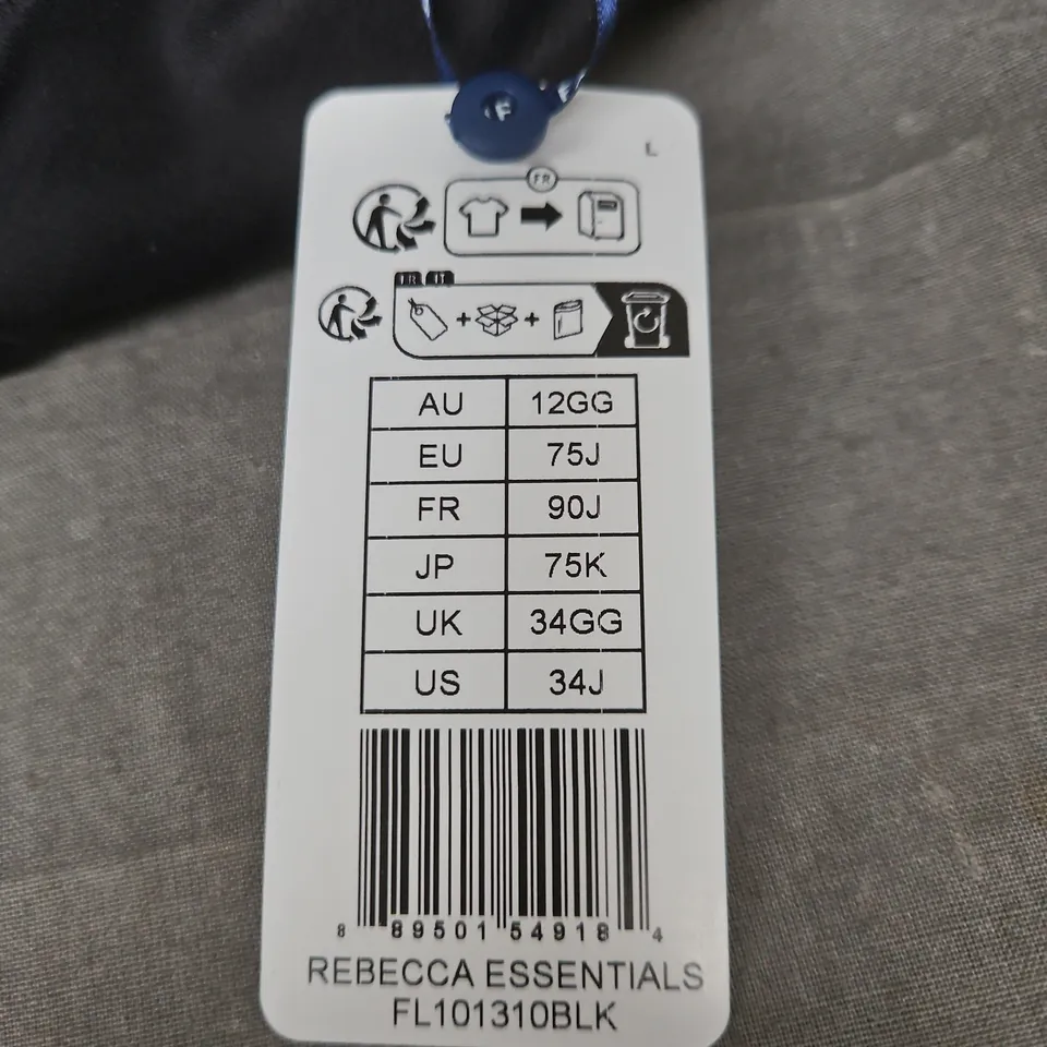 REBECCA ESSENTIALS STRAPLESS BRA, UK 34GG, BLACK – FL101310BLK