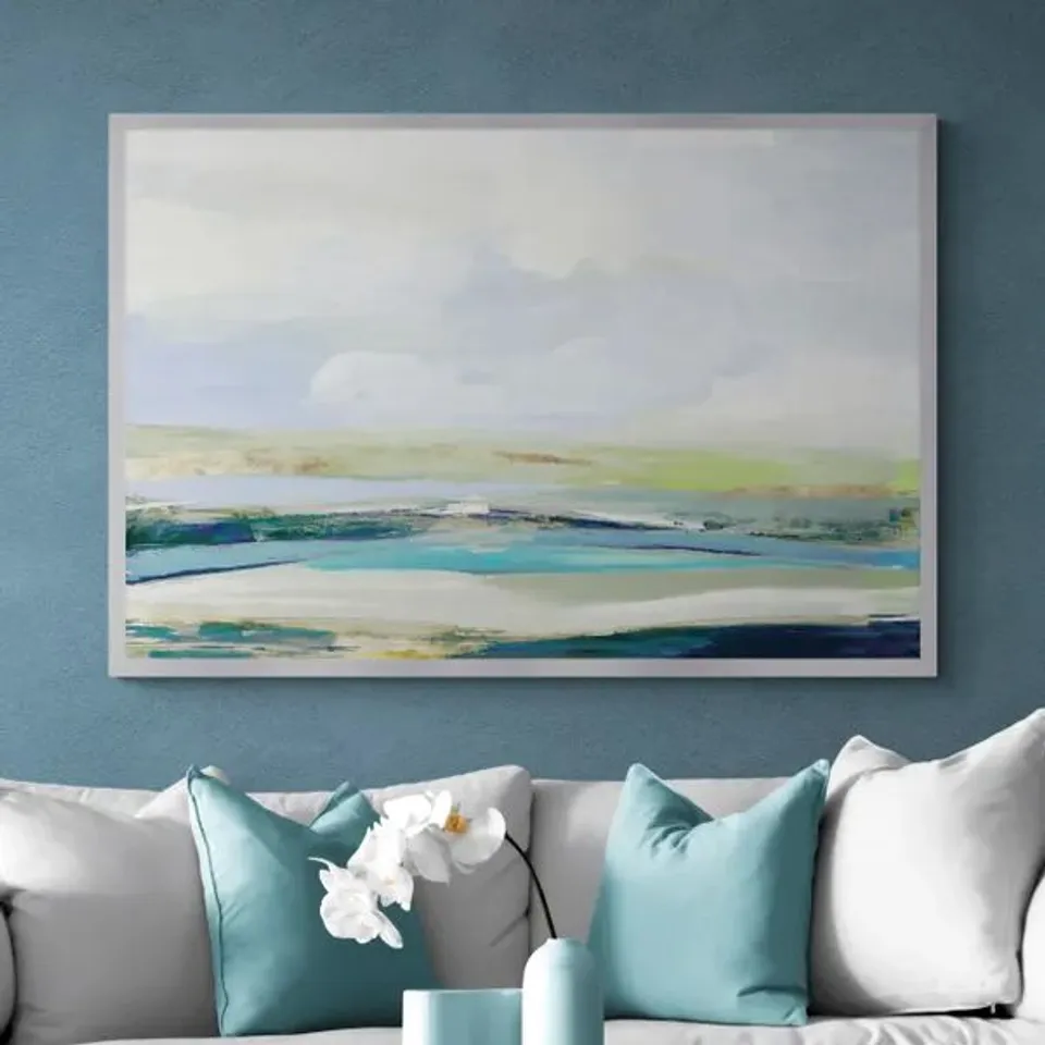 BOXED HAPPY LANDSCAPE BY TOM REEVES FRAMED PRINT // SIZE: H 84cm X W 124cm