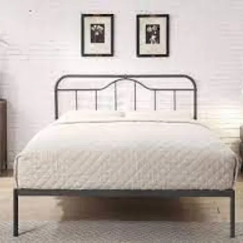OAKENHOLT DOUBLE BED FRAME IN BLACK/ANTIQUE SILVER